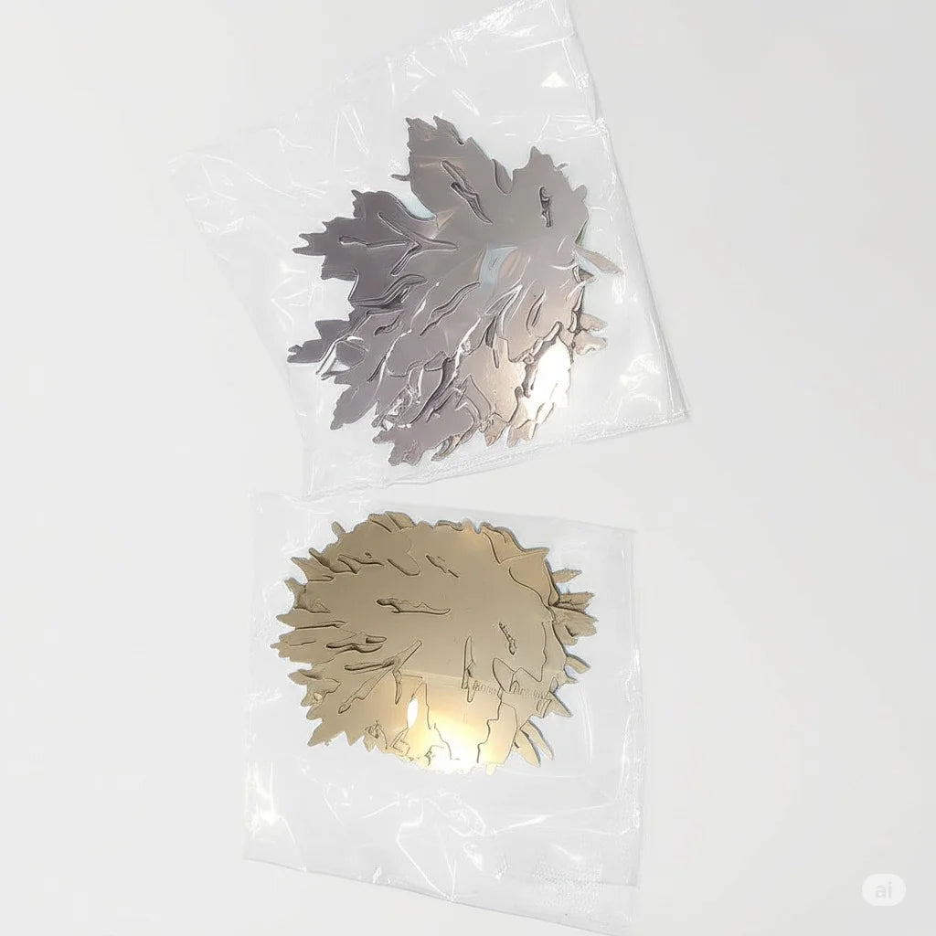 Maple Leaf Acrylic Mirror Wall Stickers – Set of 12 | 4" Silver & Gold Waterproof Decor