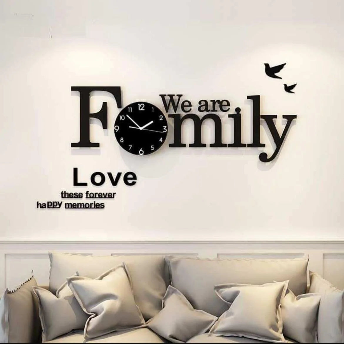 "We Are Family" Wall Clock | 15x15" | White Dial | Black MDF Wood